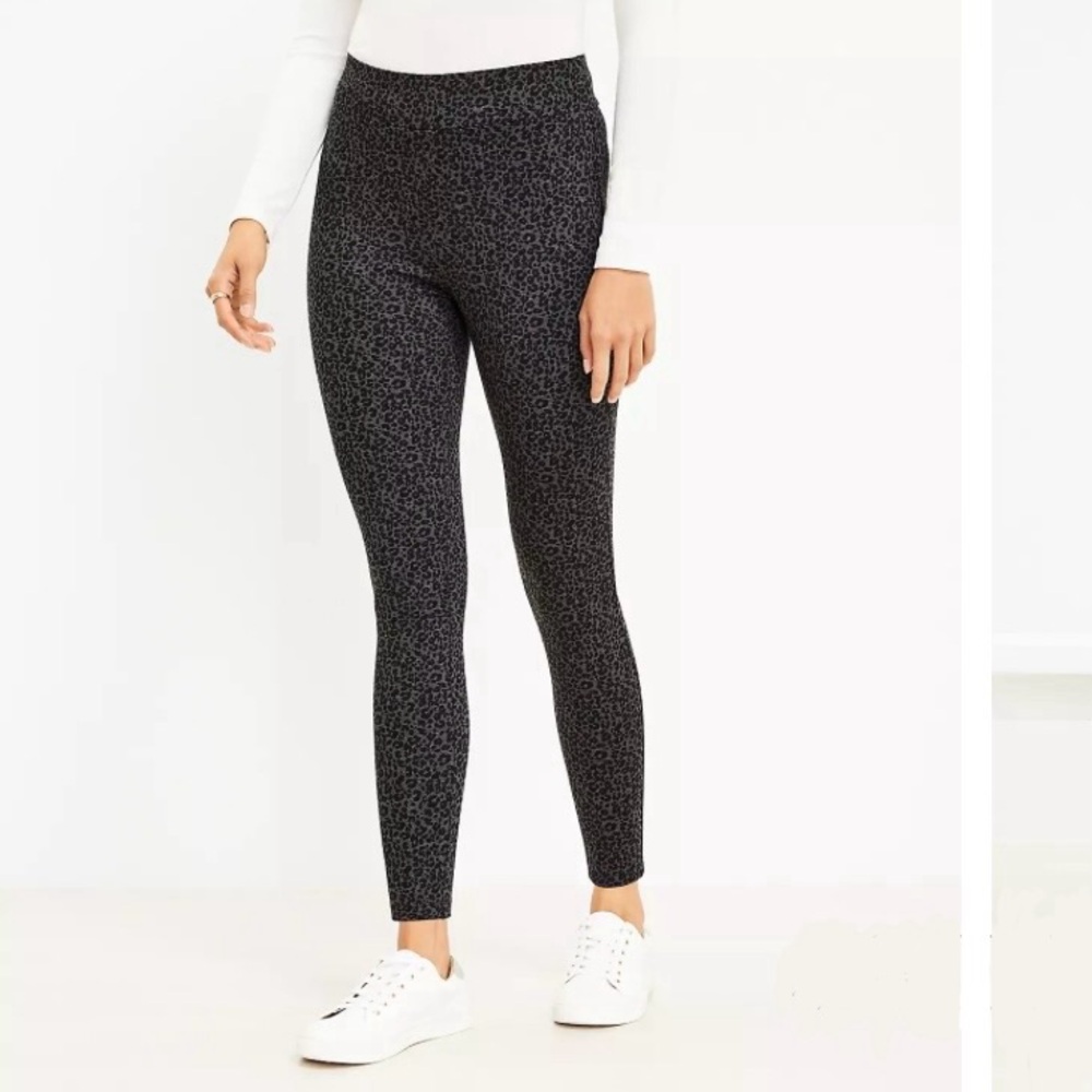 LOFT Spandex Animal Print Ponte Cropped 7/8 Length Highwaist Skinny Leggings XS